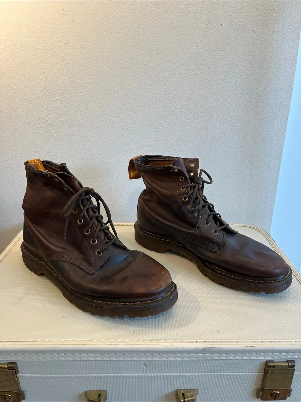 Vintage Dr. Martens Brown 8 Eye Leather Lace-Up Ankle Boots